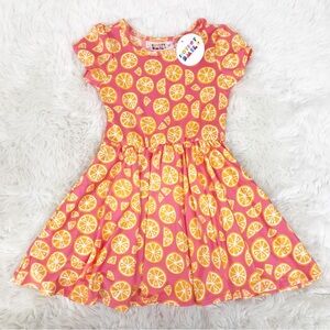 DOT DOT SMILE Toddler Girl Orange Lemon Print Dress Soft Stretchy Size 2T New